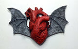 Batwing Heart Magnet, Hand Painted Resin Sculpture | Gothic Fantasy Decor | Winged Heart Magnet for Fantasy and Gothic Decor