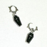 Gothic Coffin Cross Hoop Earrings | Punk Grunge Jewelry for Women