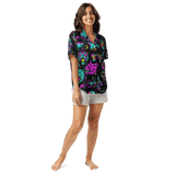 Neon Traditional Silky Pajama Top